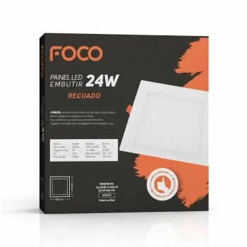 Luminária LED Plafon Quadrado 24W 22x22cm